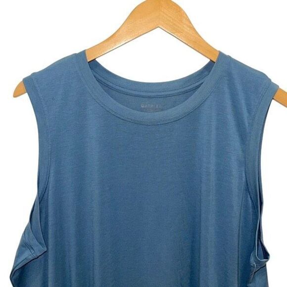 Athleta Womens Crew Neck Classic Muscle Tee Tank Top Teal Blue 2X - Picture 2 of 7